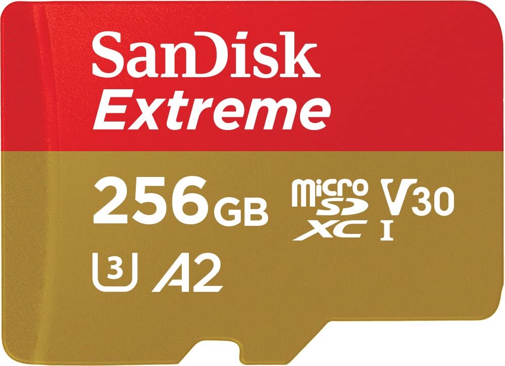 SanDisk 256 Go Extreme Carte Mémoire MicroSDXC + Adaptateur SD avec Performances Applicatives A2 Jusqu’à 190 Mo:s:130 Mo:s, Classe 10, U3, V30 Visiter la boutique SanDisk