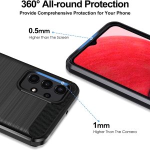 Coque en Silicone Antichoc pour Samsung Galaxy A13 4G - A13 5G - A04S avec 3 Pièces Protection Écran en Verre Trempé - Noir - Ivoler – Image 4