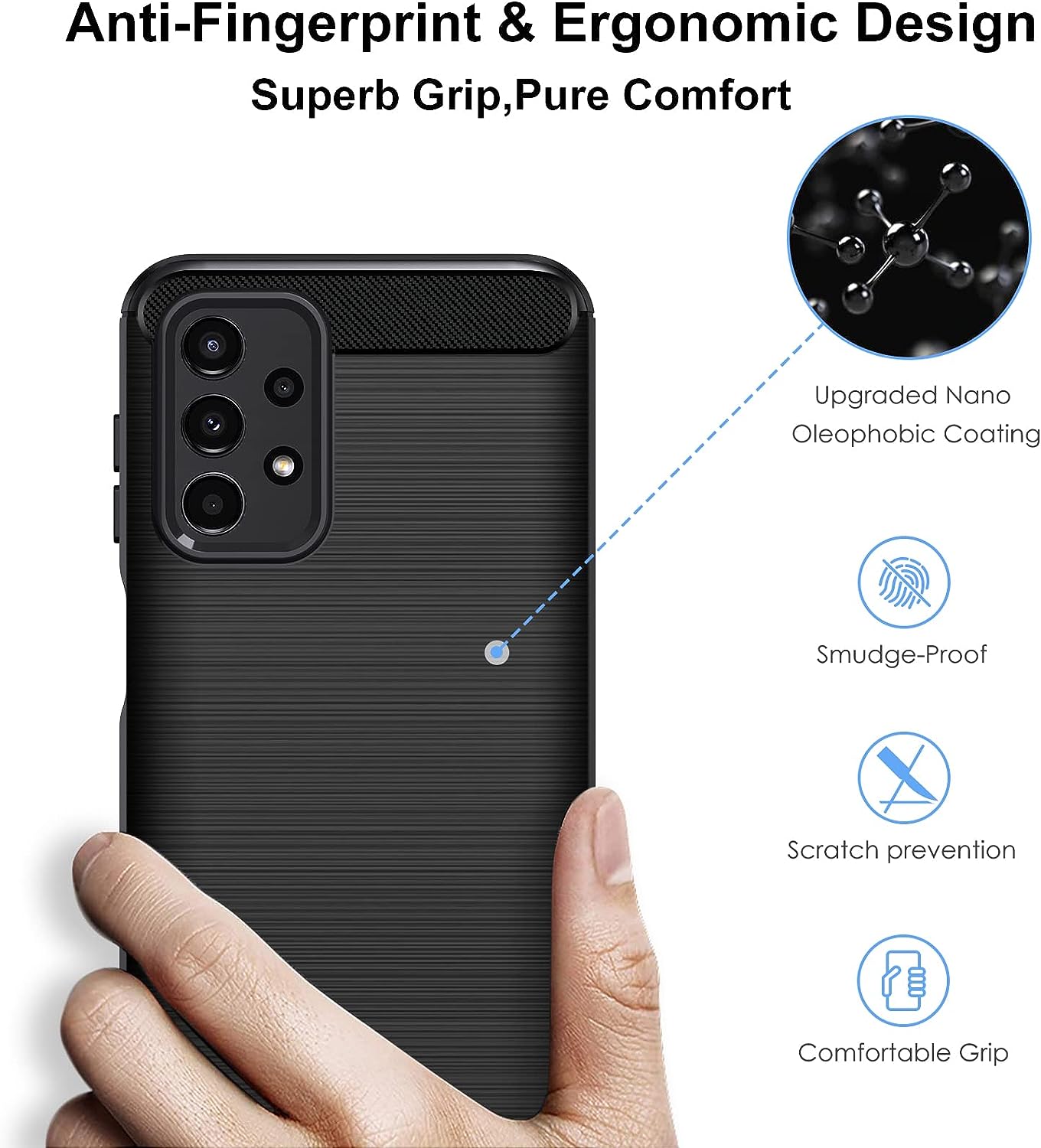 Coque pour Samsung Galaxy A13 4G, A13 5G, A04S avec 3 Pièces Protection écran en Verre Trempé, Noir – ivoler 6