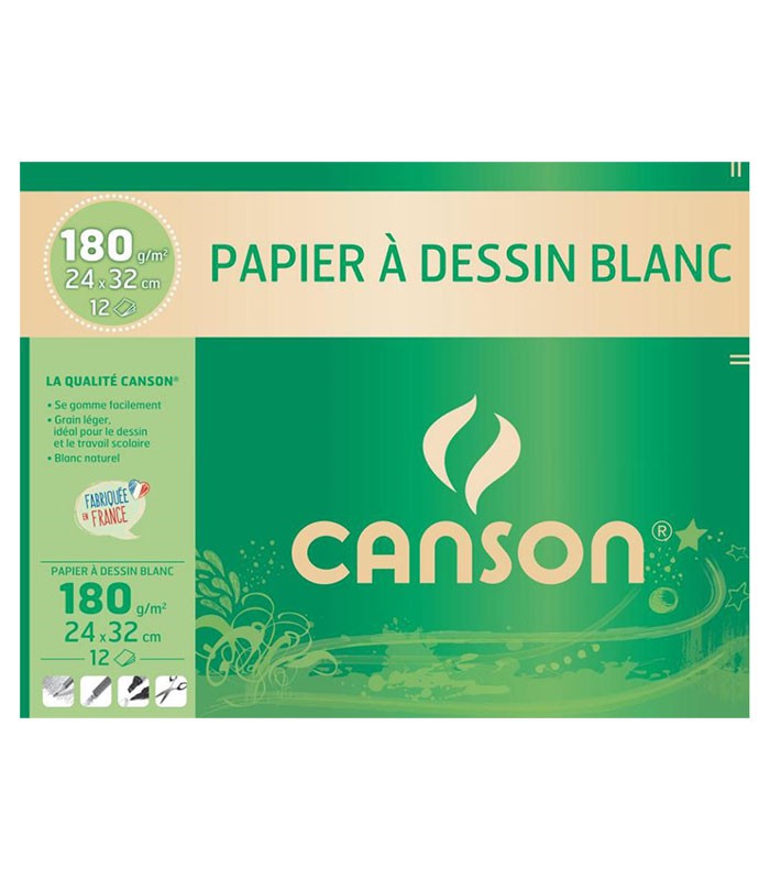 Canson Pochette Papier dessin 10 Feuilles Canson blanc 24*32/180g à prix  pas cher