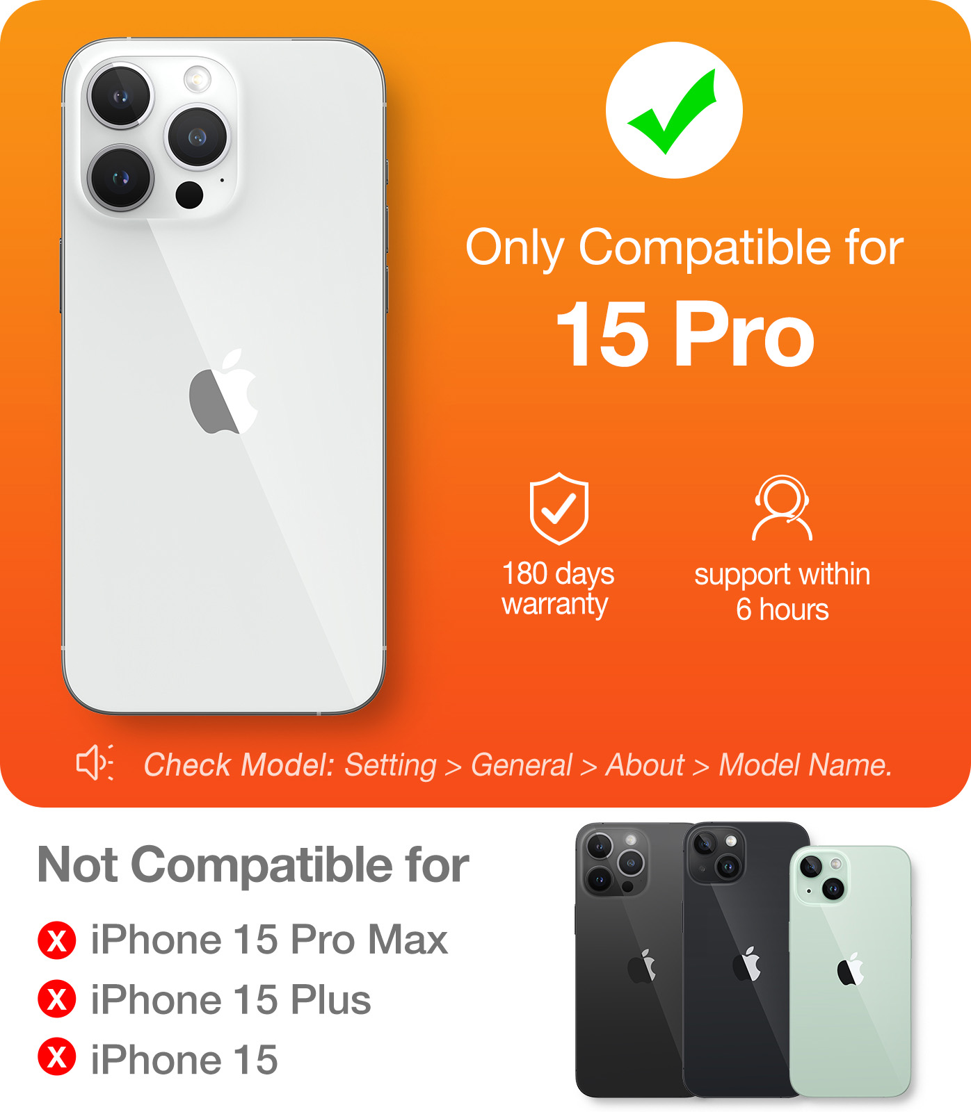 Compatibilité Exclusive avec l’iPhone 15 Pro pour la Coque Torras Diamond Clear