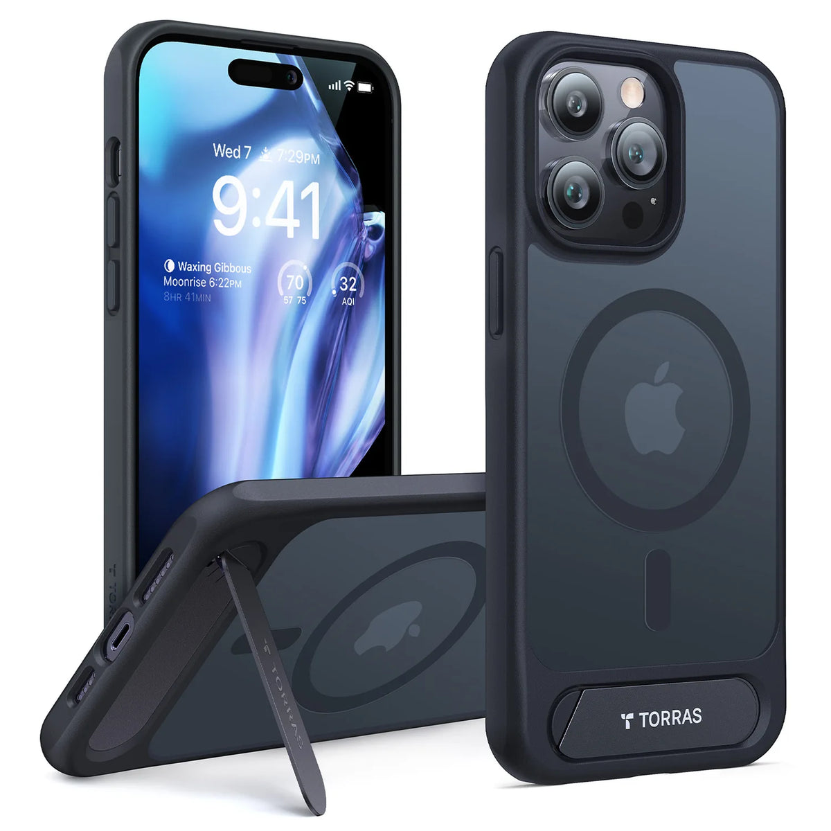 Coque magnétique pour iPhone 15 Pro Max, avec MagSafe et béquille intégrée – Torras Pstand – Noi