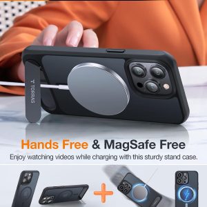 Coque magnétique Pstand pour iPhone 15 Pro Max,  avec MagSafe et béquille intégrée noir - Torras – Image 2