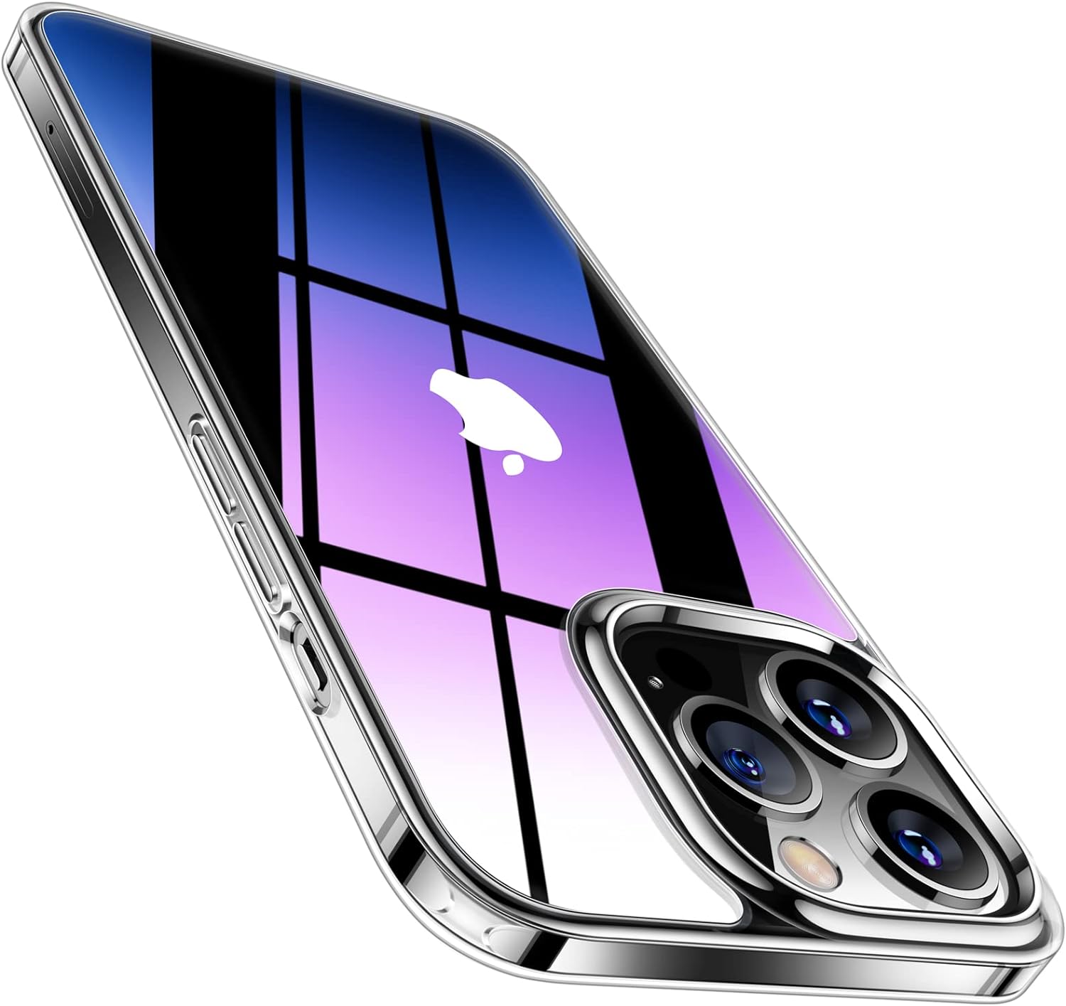Coque transparente Torras Diamond Clear pour iPhone 15 Pro – Vue Arrière Inclinée