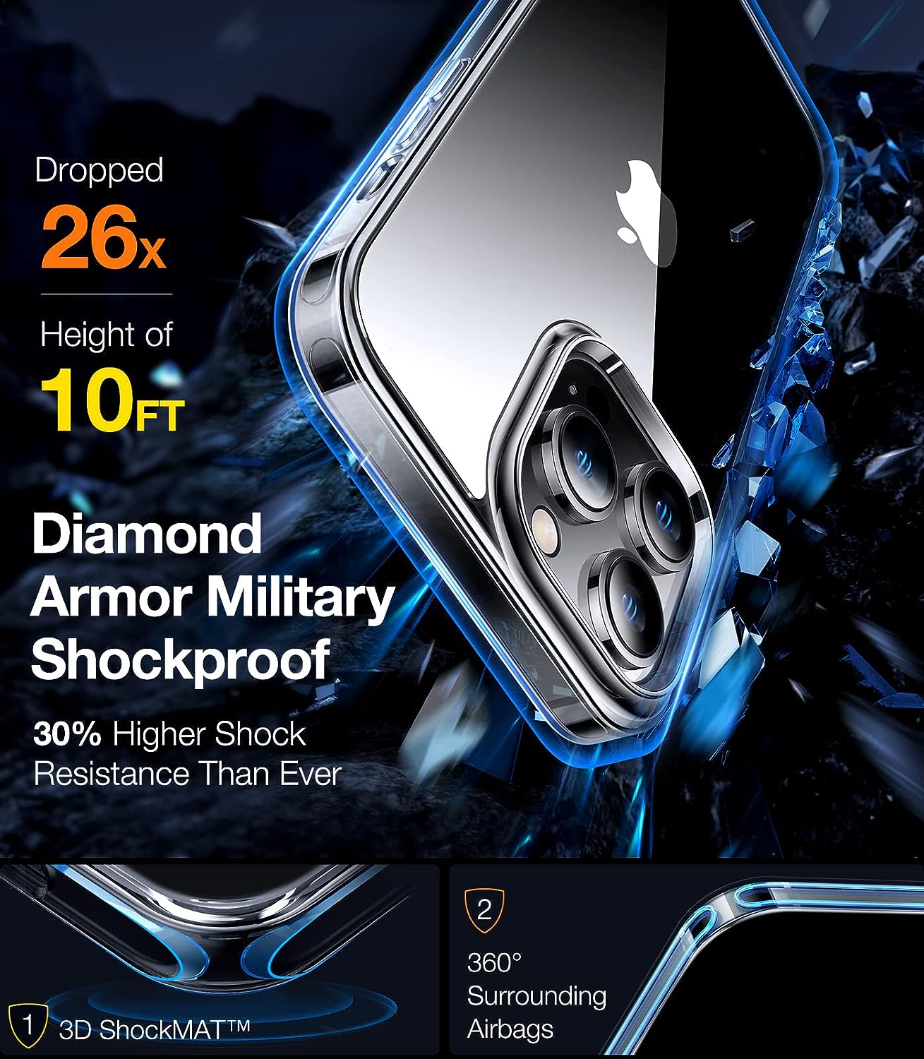 Protection Maximale avec la Coque Torras Diamond Clear pour iPhone 15 Pro
