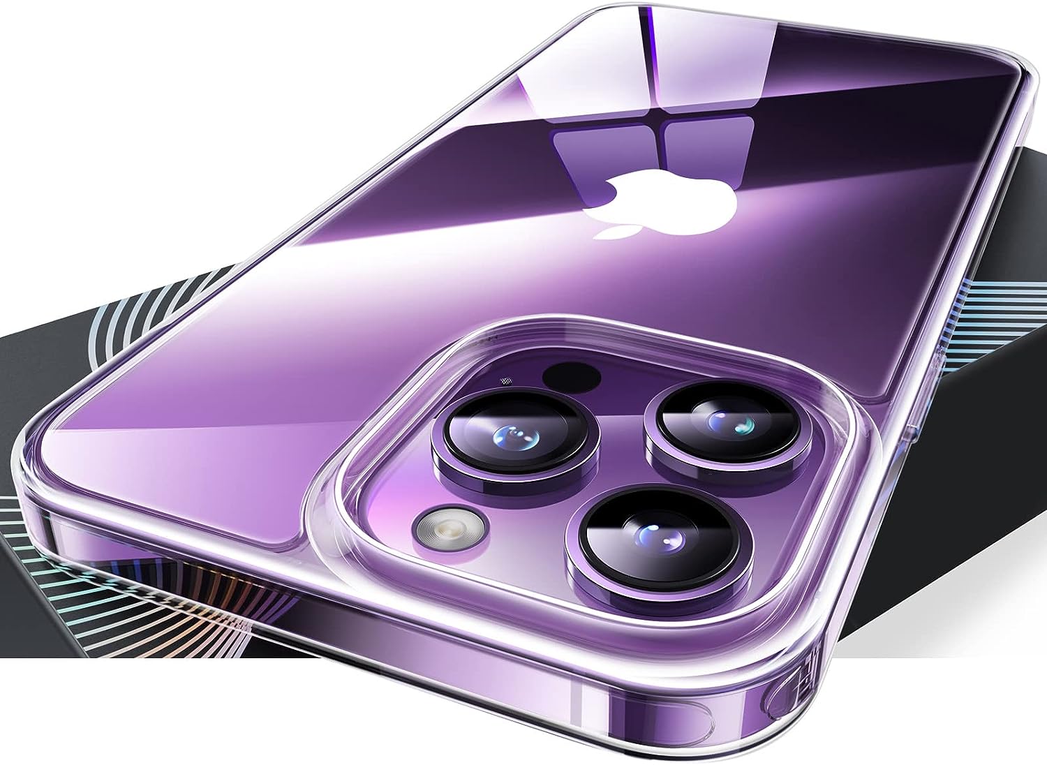 Coque transparente Torras Diamond Clear pour iPhone 15 Pro – Vue Arrière Inclinée