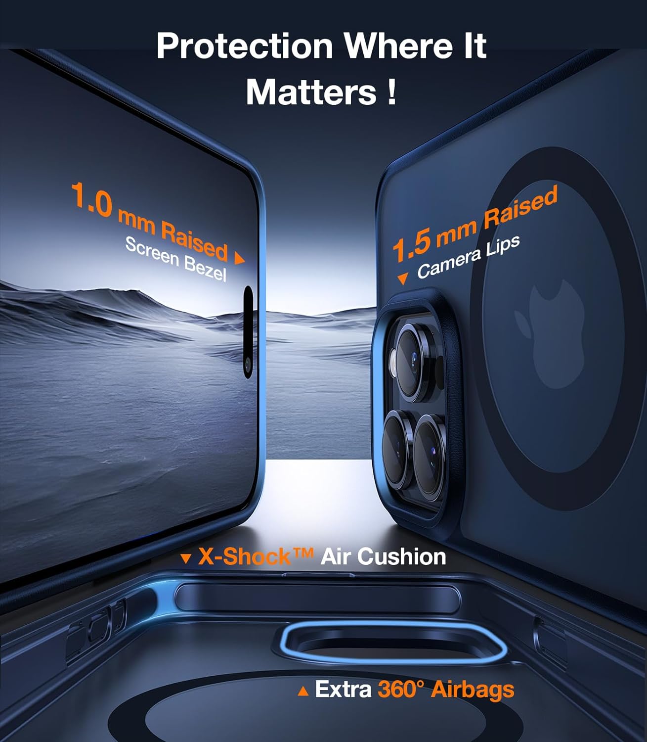 TORRAS Upgrade Magnetic & Stand for iPhone 15 Pro Max Case, Fit for MagSafe, 12FT Mil-Grade Drop Protection, Built-in Flush Kickstand for iPhone 15 ProMax Case, Pstand Series, Translucent Matte Blue – 4