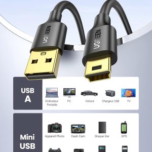 Câble USBA 2.0 vers Mini B Charge et Sync - Ugreen – Image 3