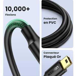Câble USBA 2.0 vers Mini B Charge et Sync - Ugreen – Image 6