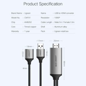 Adaptateur AV Numerique USBA femelle vers HDMI male - Ugreen – Image 6