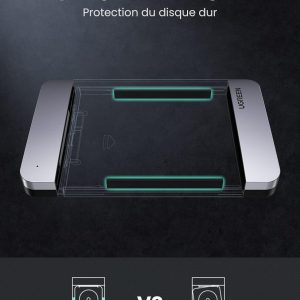 Boitier 2,5 pouces pour disque dur externe SATA III II I HDD SSD, USBC - Ugreen – Image 8
