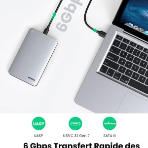 Boitier 2,5 pouces pour disque dur externe SATA III II I HDD SSD, USBA - Ugreen – Image 3