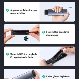 Boîtier SSD M.2 NVME SATA USB 3.2 - Ugreen – Image 6