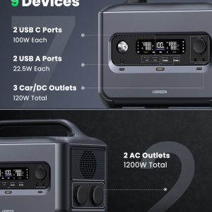 Station électrique portable PowerRoam GS1200, 1024Wh, 1200W - UGREEN – Image 3