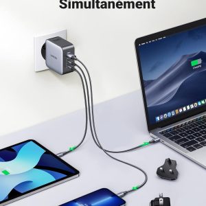 Charge simultanée de 3 appareils avec le chargeur 65W Ugreen