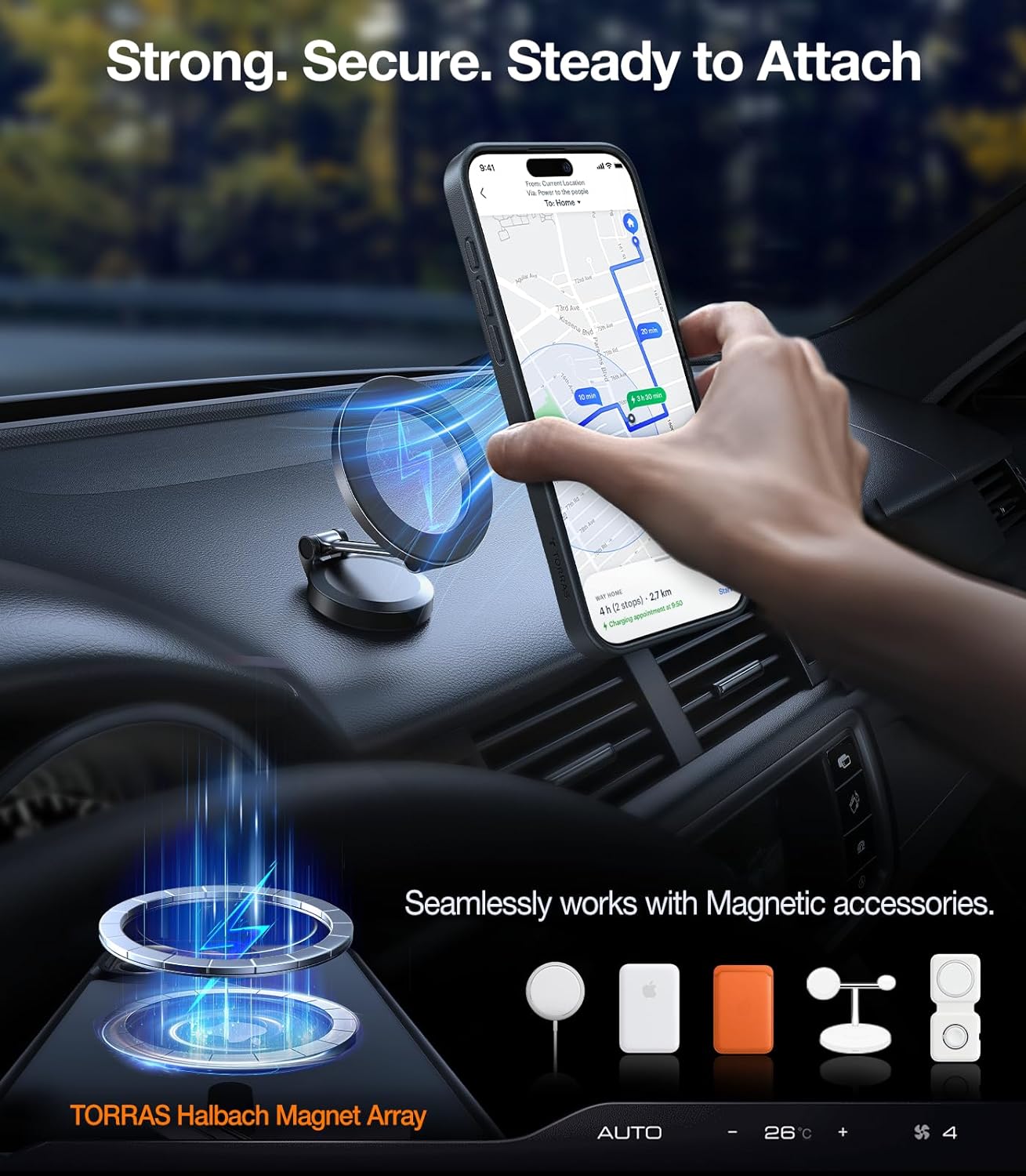 Support Magnétique Torras avec Halbach Array pour iPhone – Navigation Sécurisée