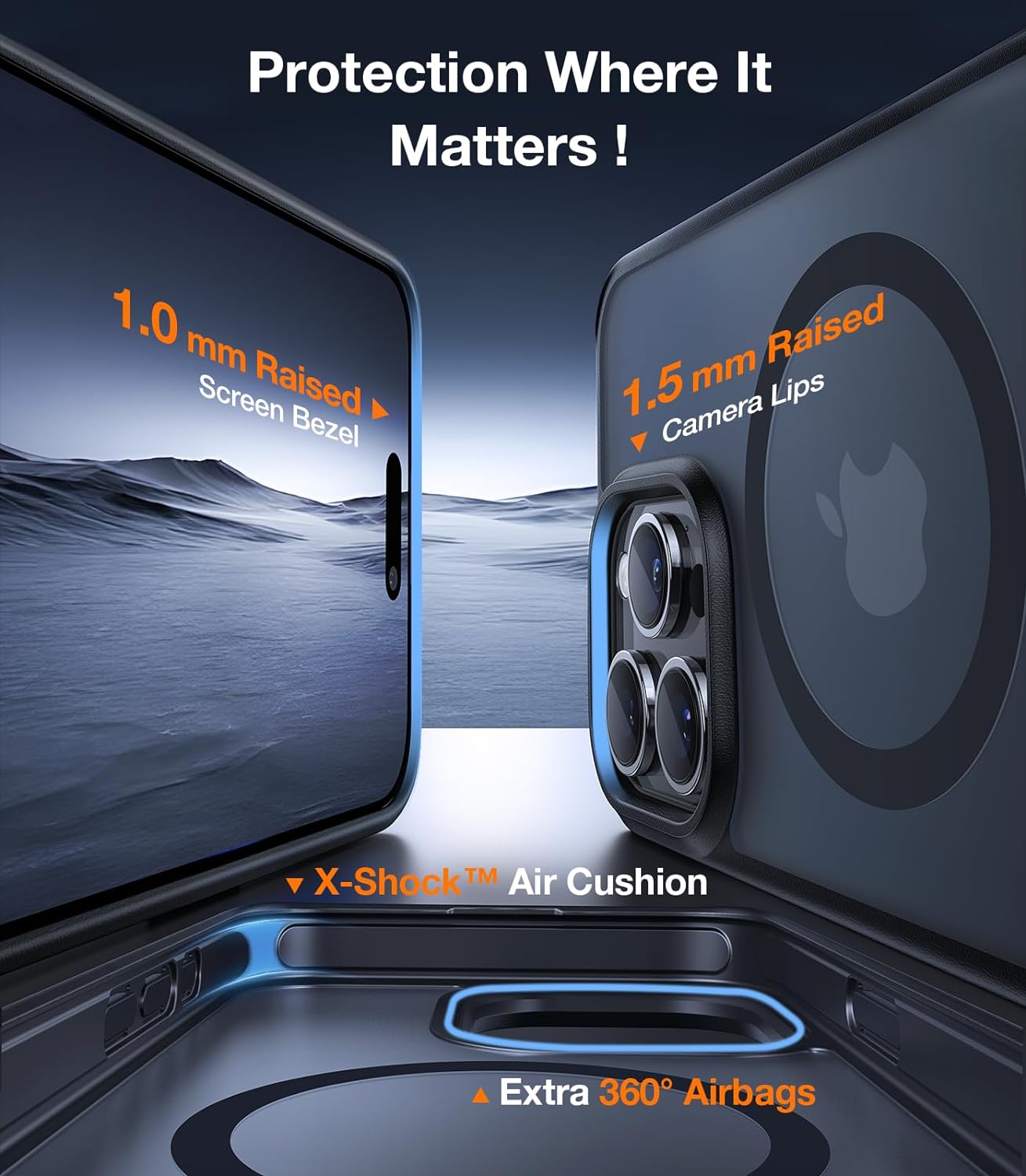 Protection Renforcée avec Coque Torras Pstand pour iPhone 15 Pro – Bordures et Airbags Sécurisés
