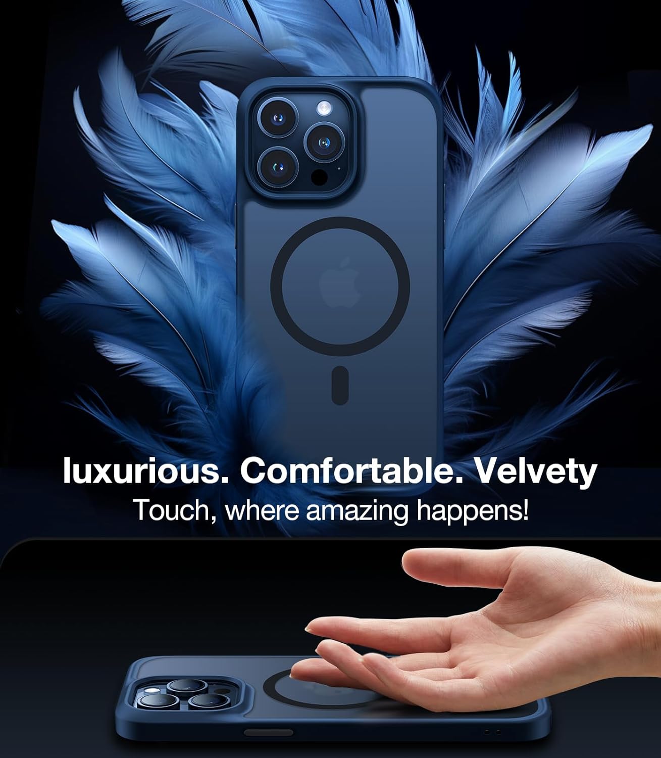 Coque Torras Guardian Bleu Marine pour iPhone 15 Pro – Toucher Velouté