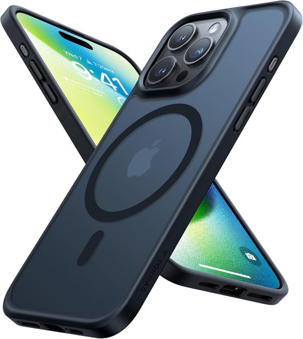 Coque Torras Guardian Series noire antichoc pour iPhone 15 Pro avec Magsafe, finition mate.