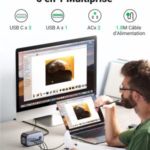 Multiprise DigiNest 100 Watt,  6 en 1 - Ugreen – Image 2
