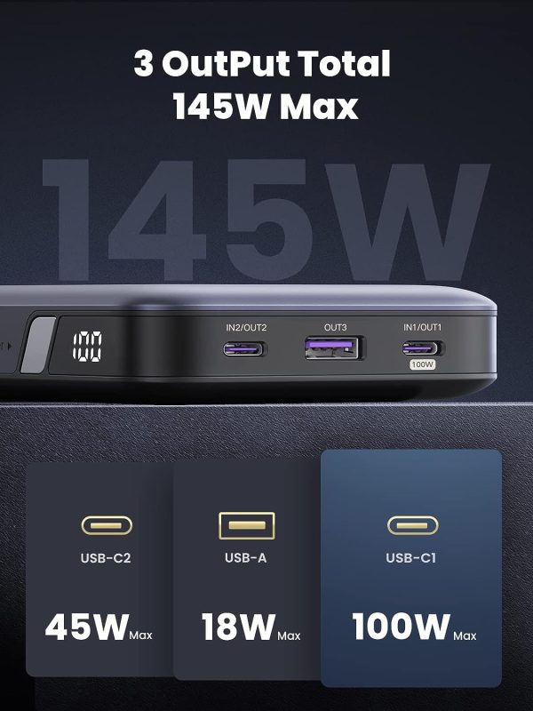 Affichage LED sur le power bank UGREEN 145W