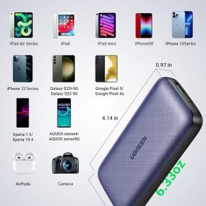 Power Bank 10000mAh, 20W – Ugreen avec compatibilité universelle pour différents appareils.