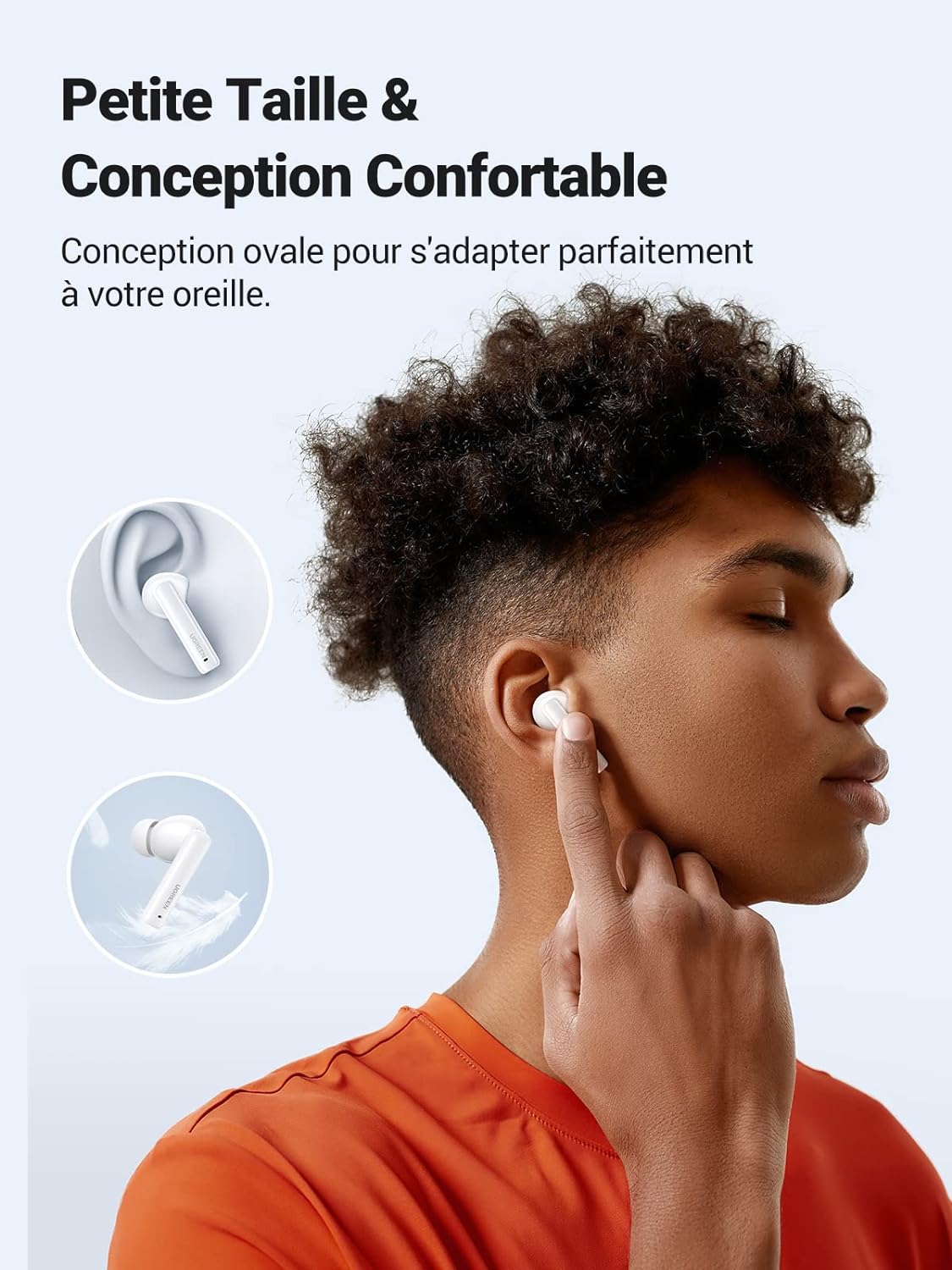 UGREEN HiTune T3 Écouteur Bluetooth sans Fil Réduction Active de Bruit ANC Oreillette Bluetooth 5.2 avec Contrôle Tactile, 24H Autonomie, USB C Charge Rapide (Blanc) – 3