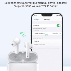 Écouteur Bluetooth avec réduction de bruit, 24H Autonomie,  HiTune T3, Blanc - Ugreen – Image 2