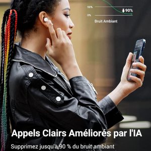 Écouteur Bluetooth avec réduction de bruit, 24H Autonomie,  HiTune T3, Blanc - Ugreen – Image 4