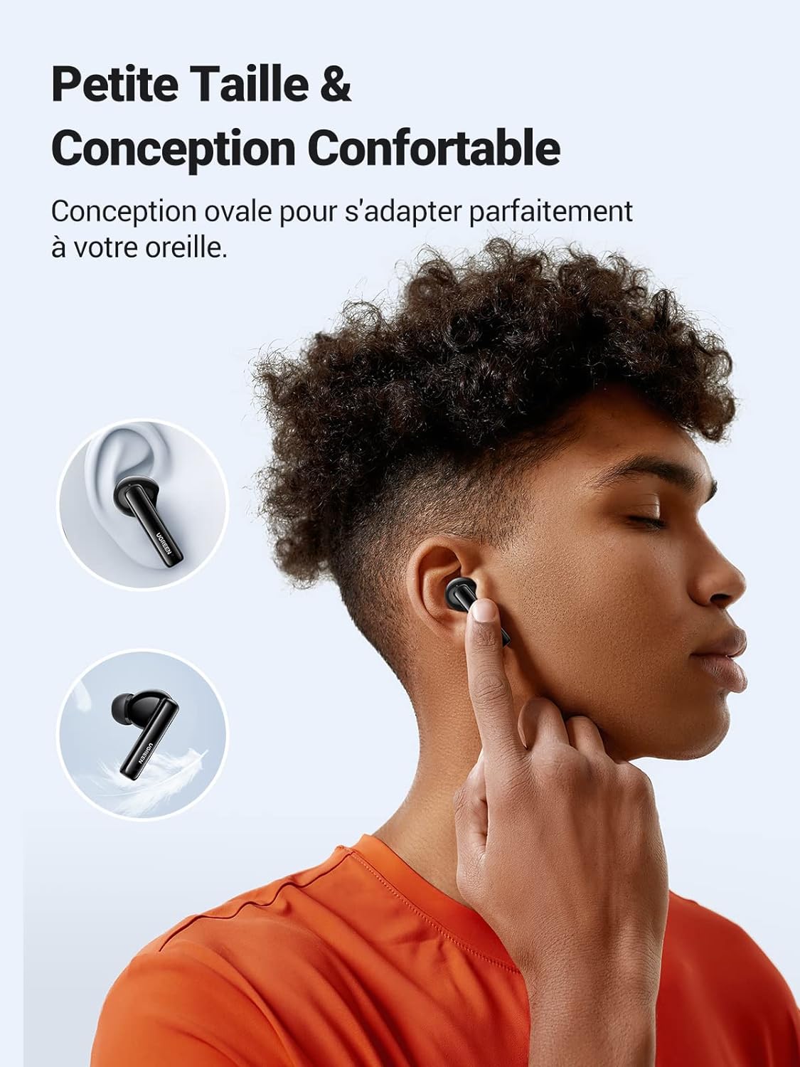 UGREEN HiTune T3 Écouteur Bluetooth sans Fil Réduction Active de Bruit ANC Oreillette Bluetooth 5.2 avec Contrôle Tactile, 24H Autonomie, USB C Charge Rapide (Noir) – 3