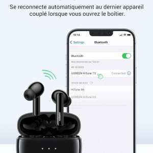 Écouteur Bluetooth avec réduction de bruit, 24H Autonomie,  HiTune T3, Noir - Ugreen – Image 3