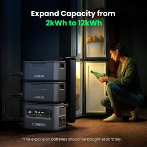 Station électrique portable PowerRoam 2200, FePO4 2048 Wh avec capacité extensible à 12 000 Wh, 6 prises CA 2400 W - Ugreen – Image 5