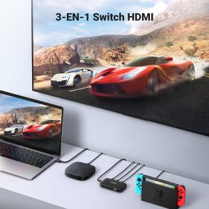 Commutateur(Switch) HDMI 4K 30Hz, 3 entrées 1 sortie 1080P 60Hz 3D avec télécommande IR -  Ugreen – Image 2