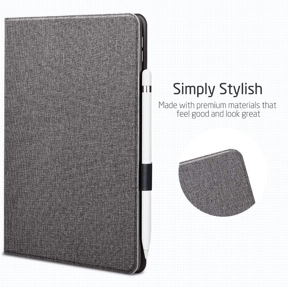 Coque Compatible avec iPad 9e Génération 2021, 8e Génération 2020, 7e Génération 2019, Porte-Stylet Pencil, Support à Deux Angles de Visionnage, Gris – ESR 2