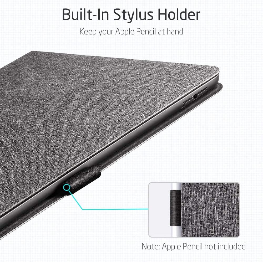 Coque Compatible avec iPad 9e Génération 2021, 8e Génération 2020, 7e Génération 2019, Porte-Stylet Pencil, Support à Deux Angles de Visionnage, Gris – ESR 4