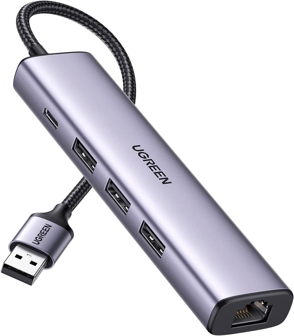 Adaptateur (Hub) USB 3.0 vers 3 Ports USB 3.0, RJ45 Réseau LAN Gigabit 1000Mbps et 1 port USB-C – UGREEN