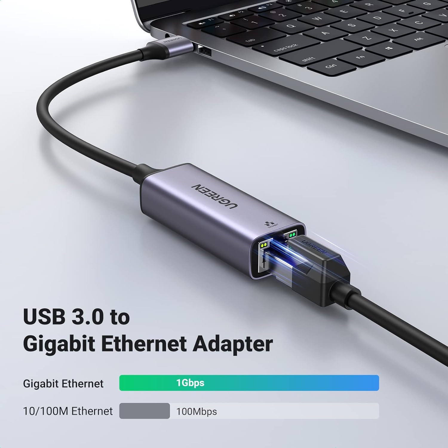 Adaptateur USB 3.0 vers RJ45 Réseau Gigabit 1000 Mbps en Aluminium – UGREEN 2