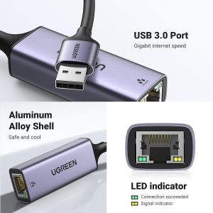 Adaptateur USB 3.0 vers RJ45 en Aluminium  - Ugreen – Image 4