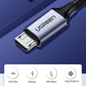 Câble micro USB vers micro USB 2.0  en nylon tressé, 1 M - Ugreen – Image 2