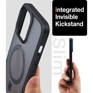 Coque pour iPhone 15 Pro Max Torras UPRO Ostand montrant la béquille intégrée invisible et le profil ultra-mince.