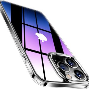Vue arrière inclinée de la coque transparente Torras Diamond Clear pour iPhone 15 Pro Max, mettant en évidence son design transparent.