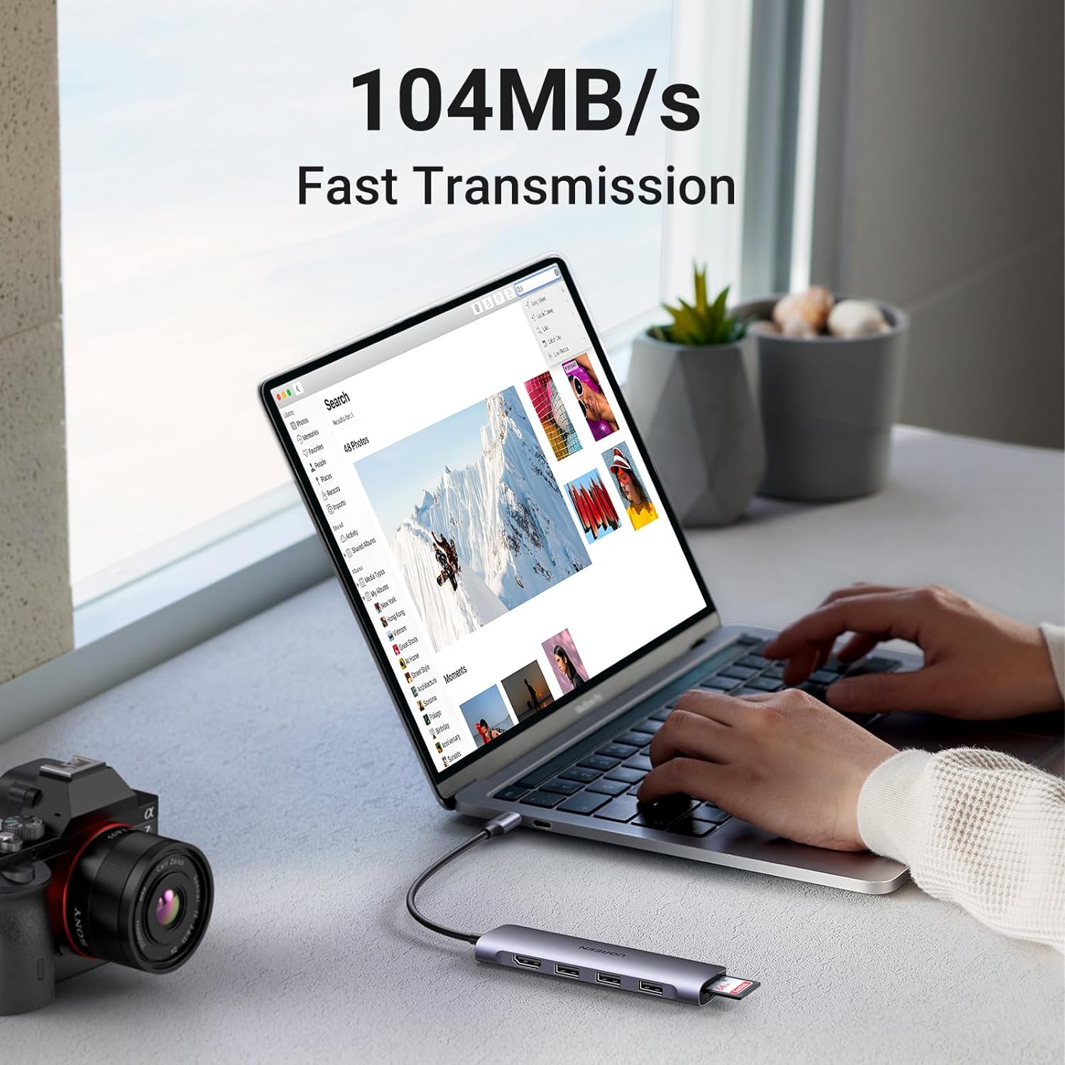 Hub USB C 6 en 1 avec 4K vers HDMI, Lecteur de Carte SD TF, 3 Ports USB 3.0, en Aluminium – UGREEN 5