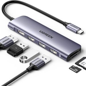 Station d’accueil USB-C UGREEN 6-en-1 avec accessoires connectés