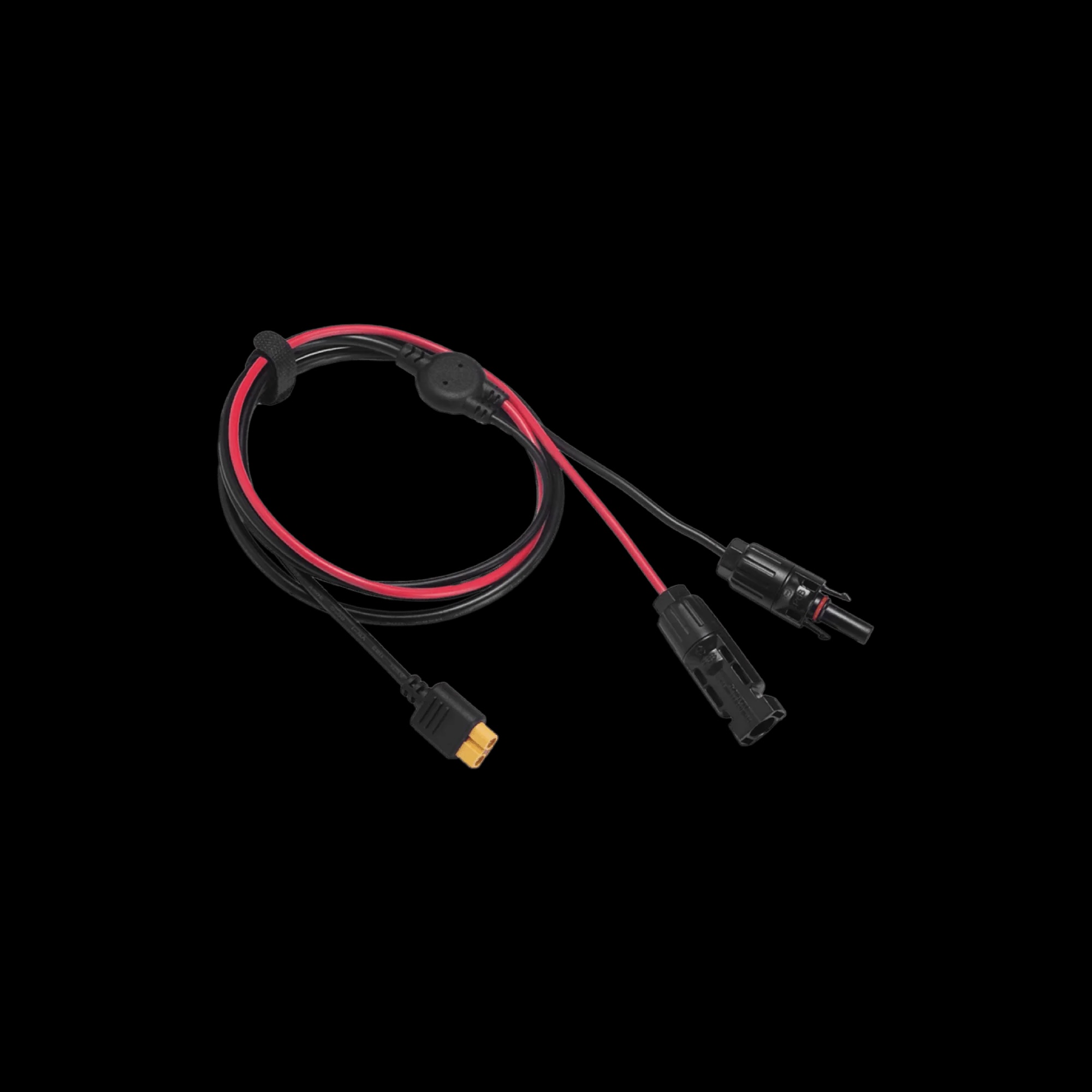 Câble solaire à XT60i 3,5m EcoFlow avec connecteurs rouges et noirs, parfait pour une alimentation propre et fiable.