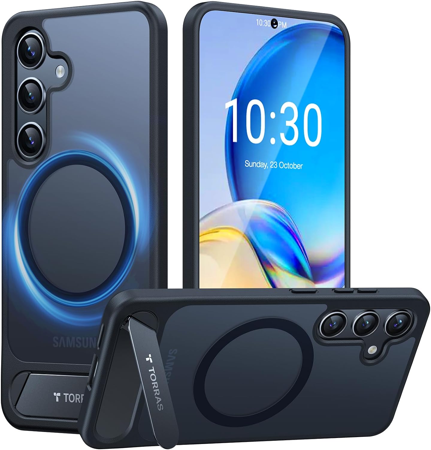 Coque magnétique pour Samsung Galaxy S24 6,2 avec béquille réglable, translucide noire – TORRAS UPRO Pstand