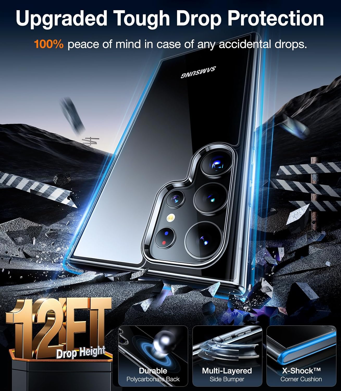 Coque pour Samsung Galaxy S24 Ultra 6,8, transparente – TORRAS Diamond Clear 2