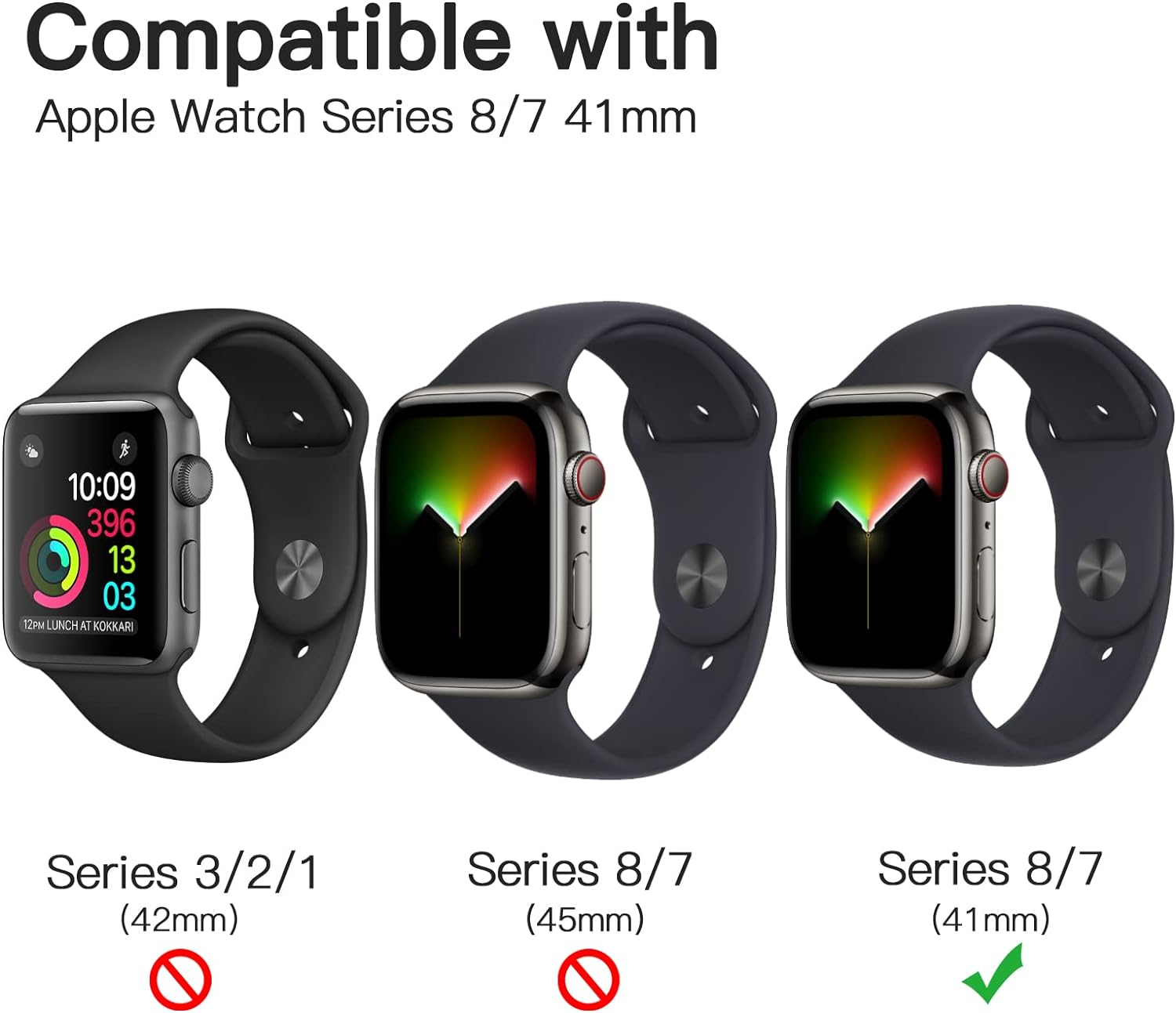 Lot de 3 Protection d’écran pour Apple Watch Series 9, 8, 7 41 mm – JETech 2