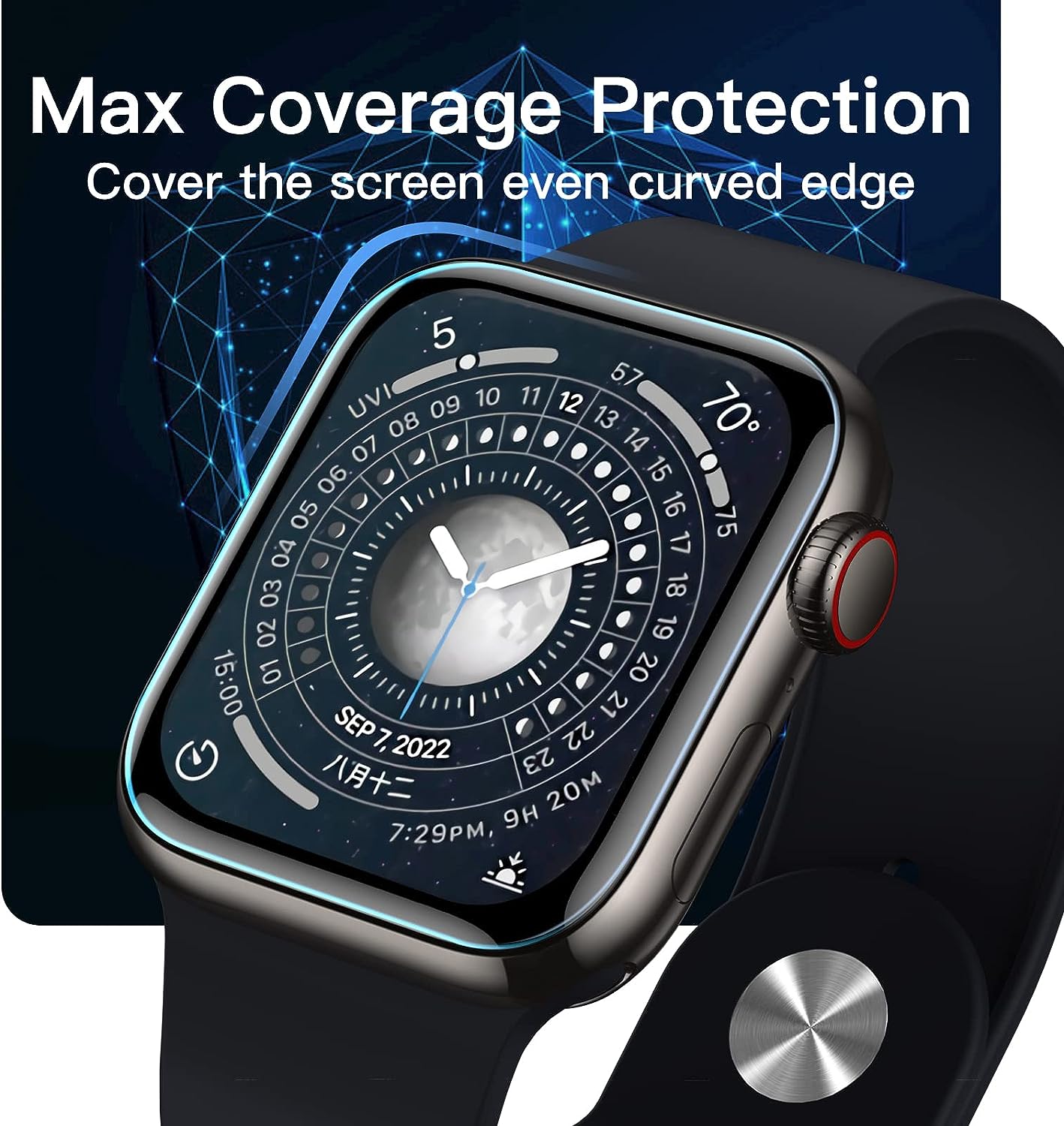 Lot de 3 Protection d’écran pour Apple Watch Series 9, 8, 7 41 mm – JETech 5