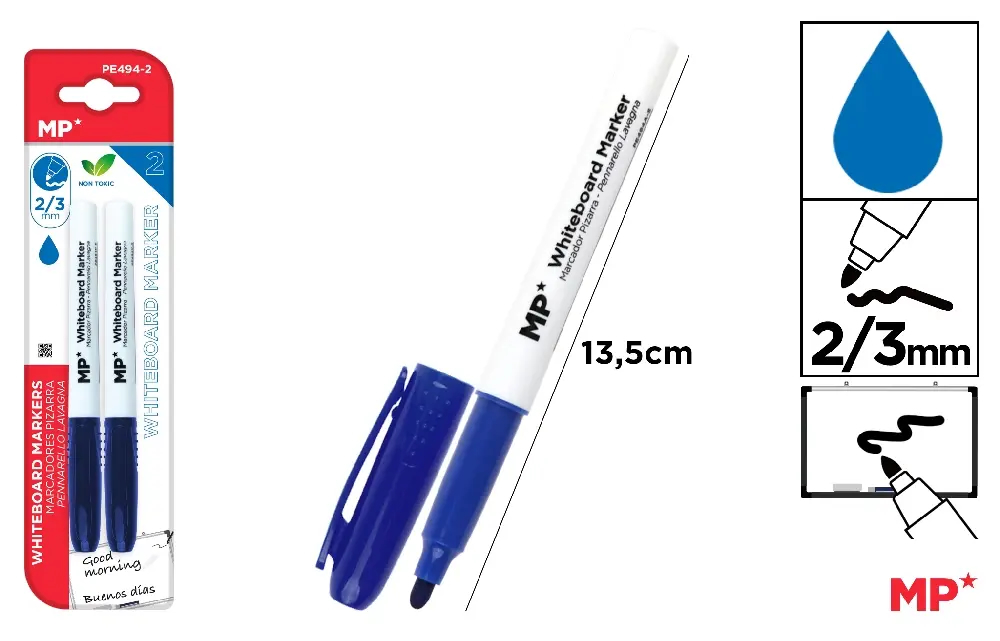 MARQUEUR POUR TABLEAU BLANC COULEUR BLEU 2 Unités – PE494-2