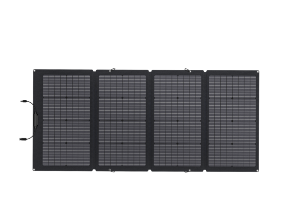 Panneau solaire bifacial portable 220W EcoFlow déplié.